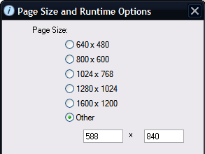 Page size dialog