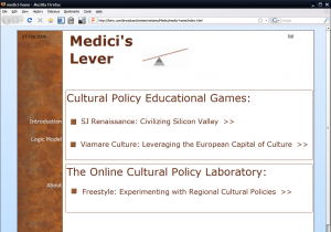 Medici's Lever consists of educational games and a freestyle laboratory that enables users to set game parameters